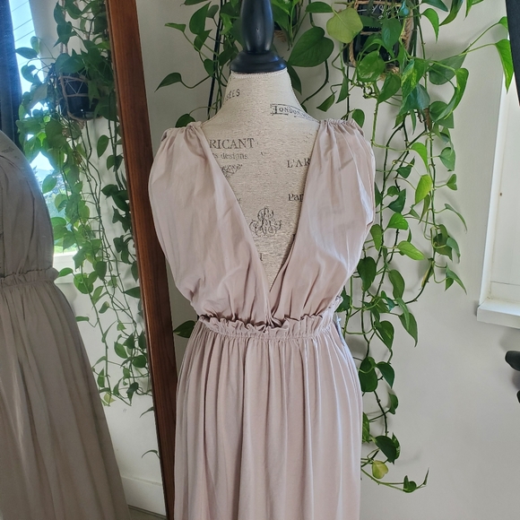 ZARA | Sleeveless Ruffle Waistline Beige Boho Maxi Dress (S) - Picture 3 of 11